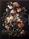 Jan Davidsz De Heem Canvas Paintings - Flowers in Glass and Fruits